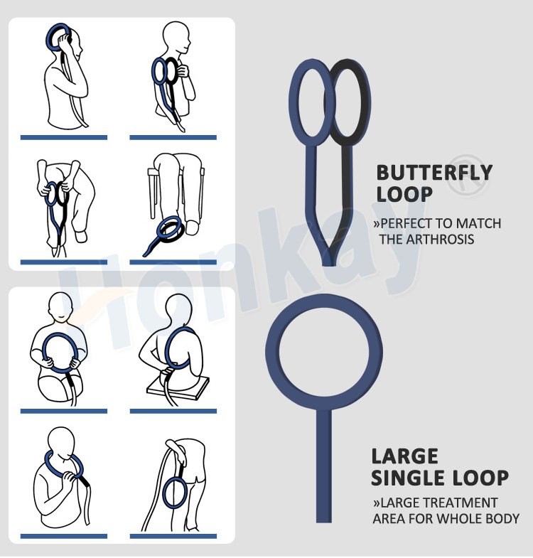 PEMF loop applicator positioning guide showing butterfly loop and large single loop placement